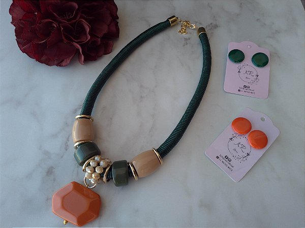 Conjunto Resina - Colar e Brincos