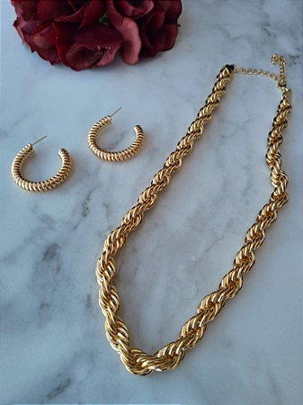 Conjunto Colar Baiano e Brinco