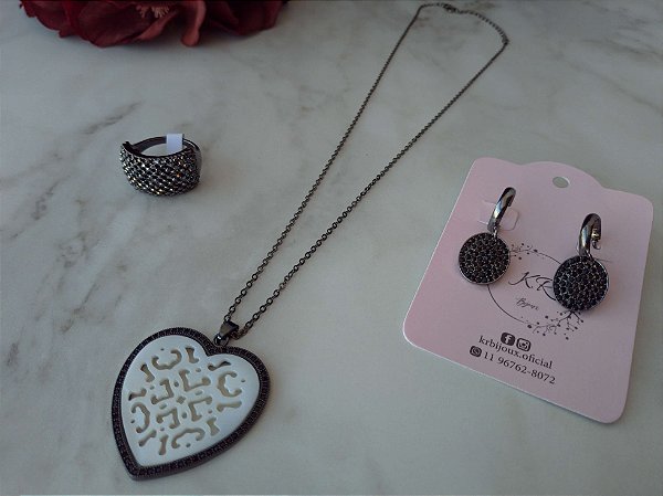 Conjunto Love - Colar Brinco e Anel