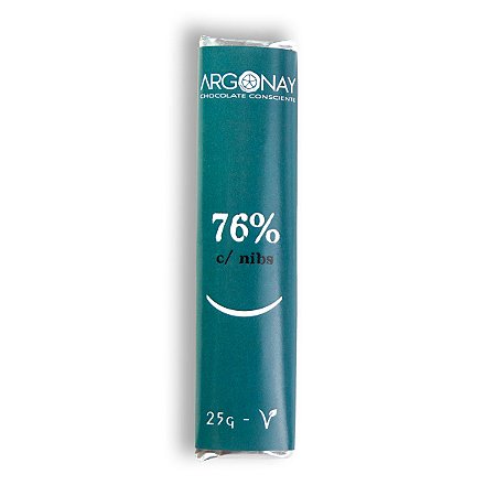 Barra de chocolate bean-to-bar 76% cacau com nibs - 25g