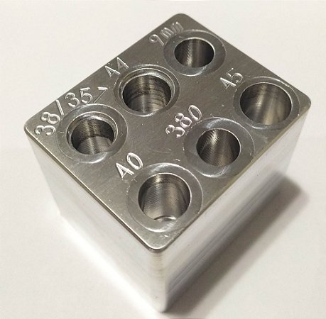 Case gauge - gabarito de Munição bloco - 8 calibres - 380/9mm/40/44mag/44spl/38/357/45