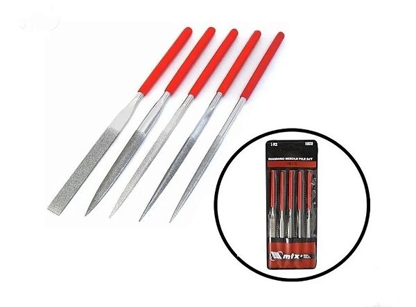 Jogo Limas Agulha Diamantadas 140x70x3,5mm 5 Peças Mtx