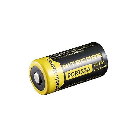 Bateria nitecore nl166 3,7v - rcr123a - recarregável 650mah li-ion
