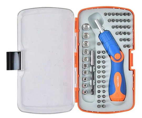 Jogo de Bits 25mm e Soquetes com Chave Articulada 64 peças Dexter
