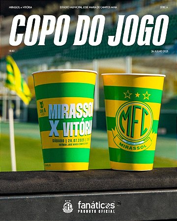 Copo de Jogo Oficial Mirassol FC - 550ml - Jogo Mirassol X Vitória