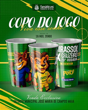 Copo de Jogo Oficial Mirassol FC - 550ml - Jogo Mirassol X Cruzeiro