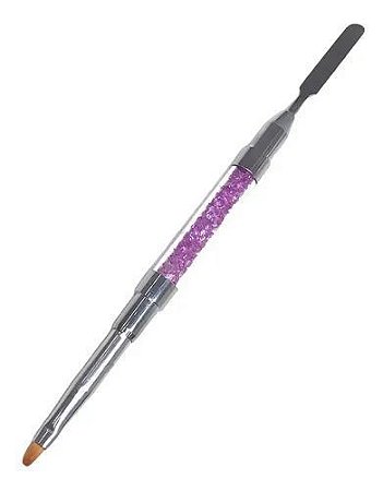 Pincel Ponta Dupla Para Gel E Espátula Cabo Cristal