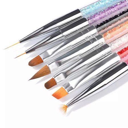 Pincel Para Gel Kit C/7 Cabo Strass