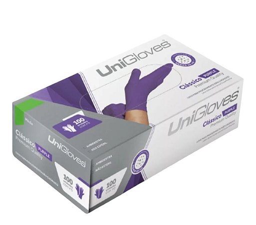 Luva Látex Purple - Roxa Premium Unigloves C/Pó Caixa Com 100