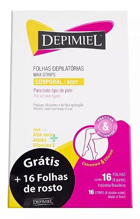 Depimiel Folhas Depilatórias Prontas Corporal C/16 Aloe Vera
