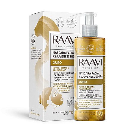 Raavi Máscara Facial Rejuvenescedora Ouro 110g Nutre e Hidrata