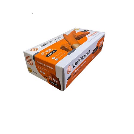 Luva Látex Laranja Premium Unigloves C/Pó Caixa Com 100