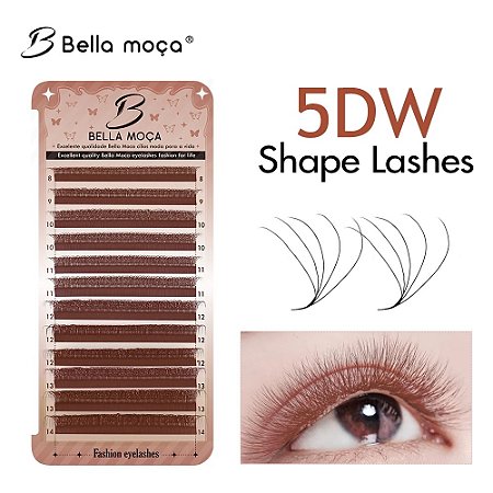 Cílios Bella Moça 5D Mix 8-14 0.07D - Marrom