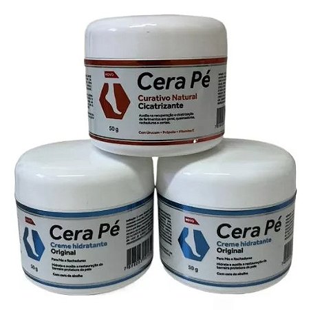 Cera Pé 2 Hidratantes 50g E 1 Cicatrizante 50g