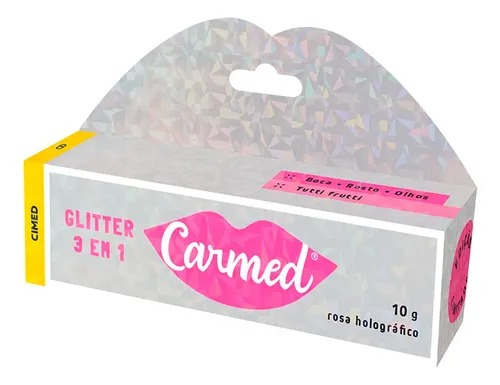 Carmed Hidratante Labial Glitter 3 Em 1 Rosa Holográfico 10g