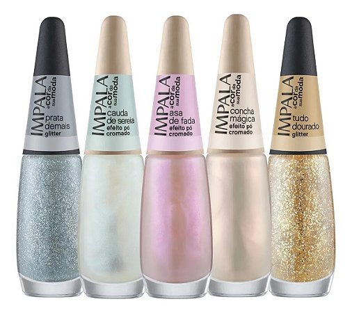 Esmalte Impala A Cor da Moda Efeito Pó Cromado Glitter