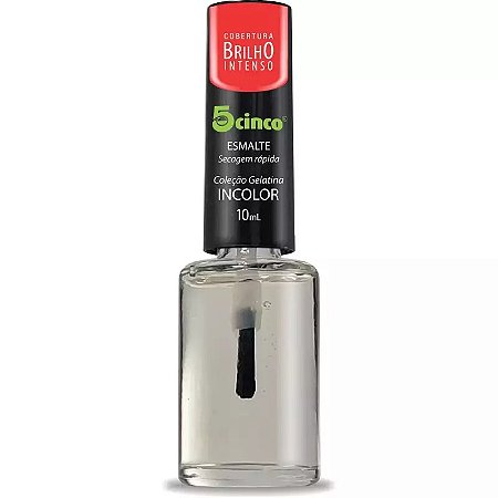 Esmalte 5Cinco Top Coat Cobertura Brilho Intenso Incolor Coleção Gelatina 10ml
