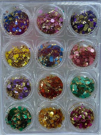 Decoração Flocado/colorido E Dourado C/12 Unidades