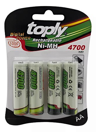 Pilha Palito AA com 4 Toply