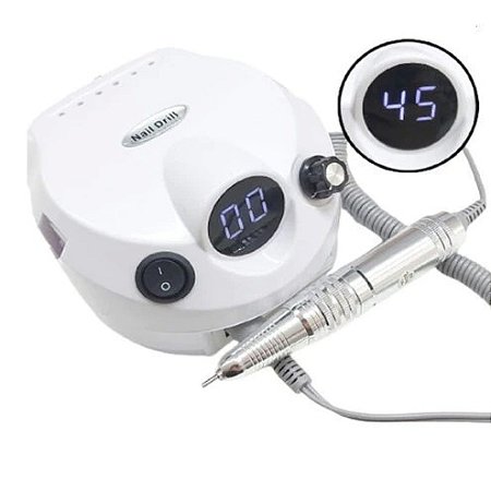 Motor Lixadeira Nail Drill Branco 45000 rpm - Com Visor Digital