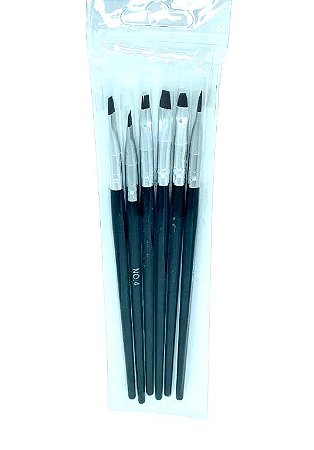 Pincel Para Gel Kit C/6 Madeira Preto