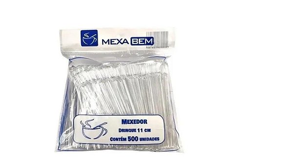 Mexedor Para Café Drink Cristal  Com 500un Tamanho 11 Cm
