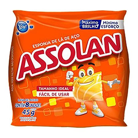 Esponja Lã De Aço Assolan  Original 20 Pacotes 45 Gr Cada