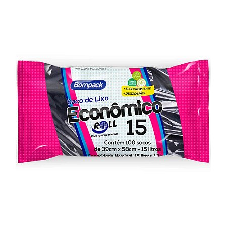 Saco De Lixo 15lts Economico Resistente Rolo 100unidades