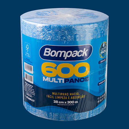 Pano Multiuso Fácil Limpeza Reutilizável Rolo 600un28cmx50cm