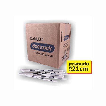 Canudo Embalado 21cmx5mm Granel Cx3000 Unidades Agua Refrigerante Suco
