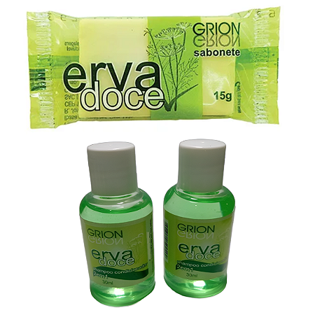 Kit Mini Sabonete + Mini shampoo 2em1Erva doce 100unidades