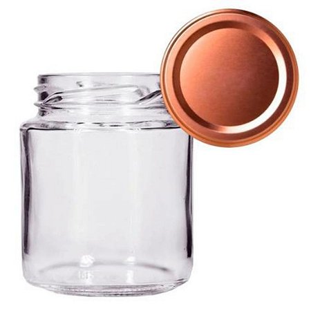 POTE JAR VIDRIO 240ML TRAS/ TAPA ORO - Bolten