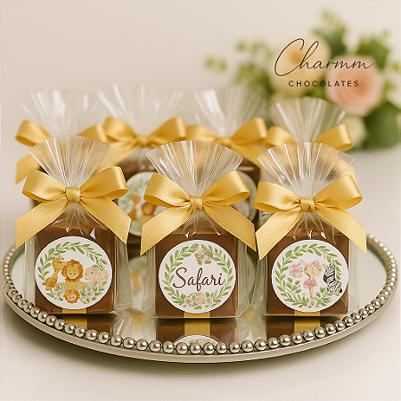 Pão de Mel Quadrado Personalizado – Com Laço de Cetim e Tag Temática (30 unid.)