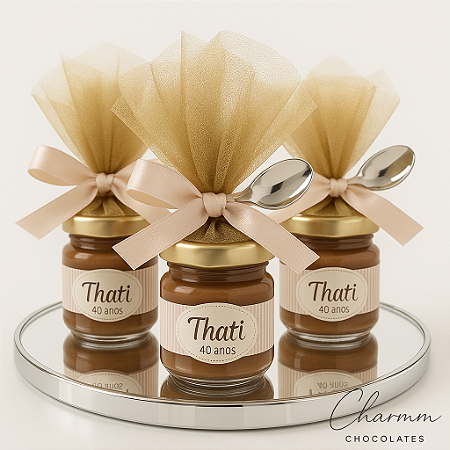 Potinho de Brigadeiro Gourmet 40ml com Tecido e Colher – Personalizado