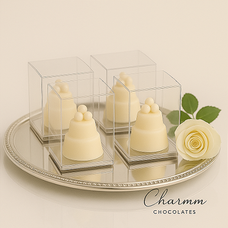 Mini Bolo Trufado em Formato de Bolo de Casamento na caixinha