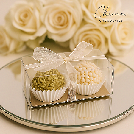 Lembrancinha de Casamento – Caixinha com 2 Brigadeiros Gourmet Personalizados