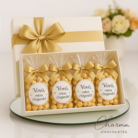 Caixa com Pipocas Gourmet Personalizadas | Presente para Maternidade e Mesversário