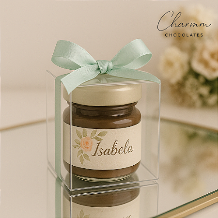 Potinho de Brigadeiro Personalizado na Caixinha de Acetato com Laço – 40ml