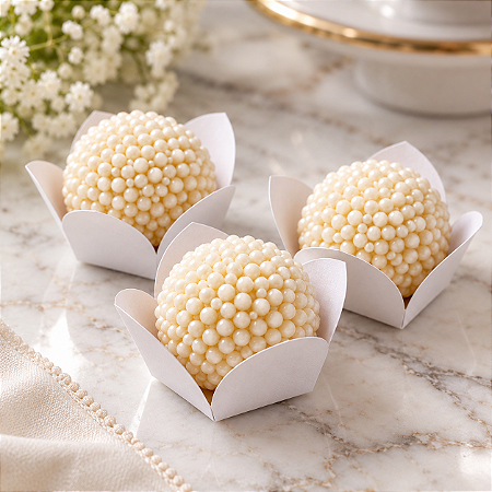 Perla Bianca | Brigadeiro Gourmet Branco com Miçangas Claras para Eventos