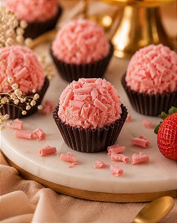 Rosé di Charme | Brigadeiro Gourmet de Morango com Blossoms Callebaut para Eventos