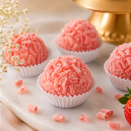 Rosé di Charme | Brigadeiro Gourmet de Morango com Blossoms Callebaut para Eventos