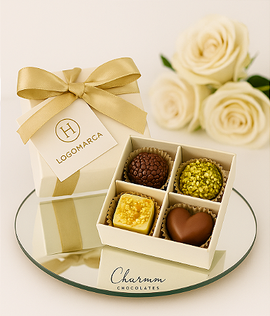 Caixinha Gourmet Corporativa com Bombons e Trufas Recheadas