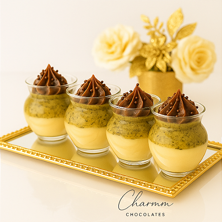 Petit Verrine Charmm | Brinde Corporativo Sofisticado com Laço e Colher Dourada