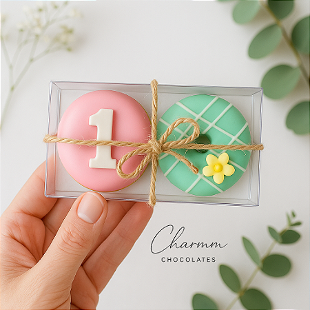 Caixinha com 2 Mini Cake Donuts Personalizados | Festa Infantil Charmm