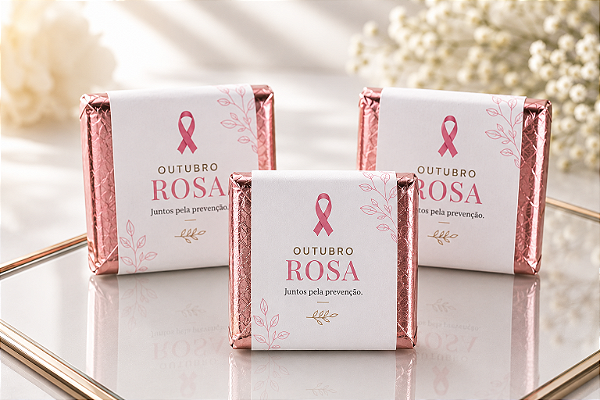 Barrinha de Chocolate Personalizada 12g | Outubro Rosa