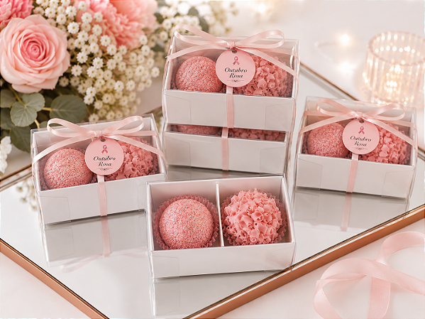 Caixinha com 2 Doces Gourmet Outubro Rosa | Brinde Corporativo Charmm