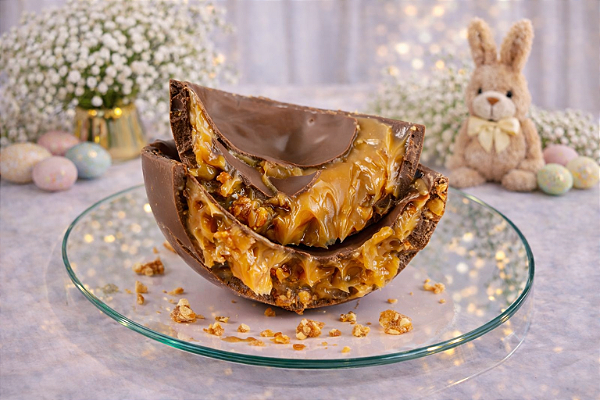Ovo de Páscoa Casca Recheada Doce de Leite com Nozes ou Coco Queimado