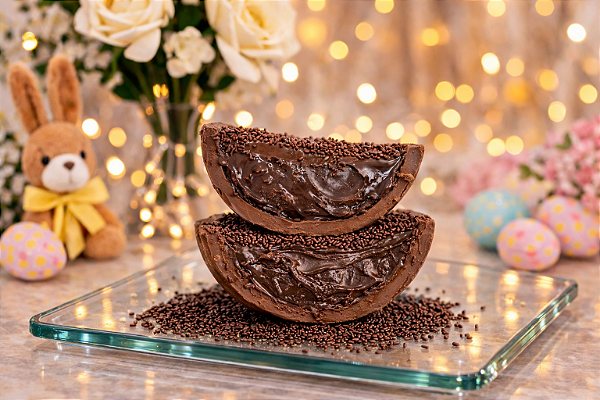Ovo de Páscoa Casca Recheada Ganache Meio Amargo