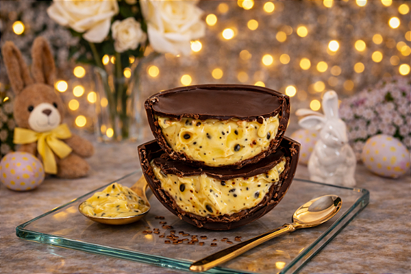 Ovo de Páscoa Casca Recheada Brigadeiro de Maracujá