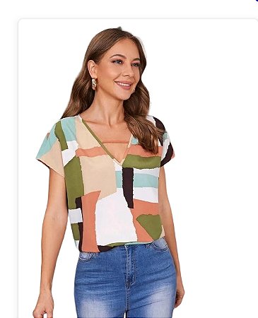 Blusa Ocasional Bloco De Cores